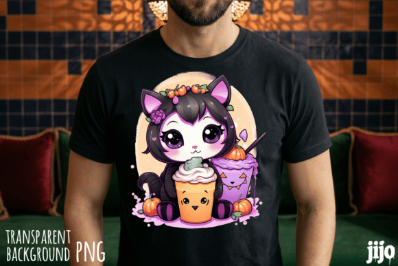 Adorable Spooky Vibes: The Cat Halloween Pumpkin Kawaii PNG